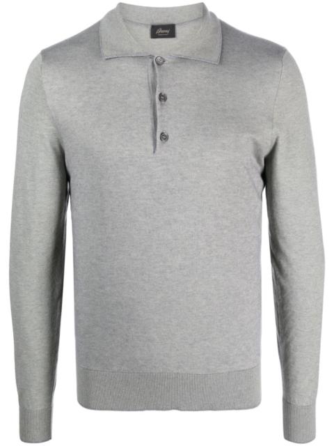 Brioni flat-pointed collar button-fastening polo shirt