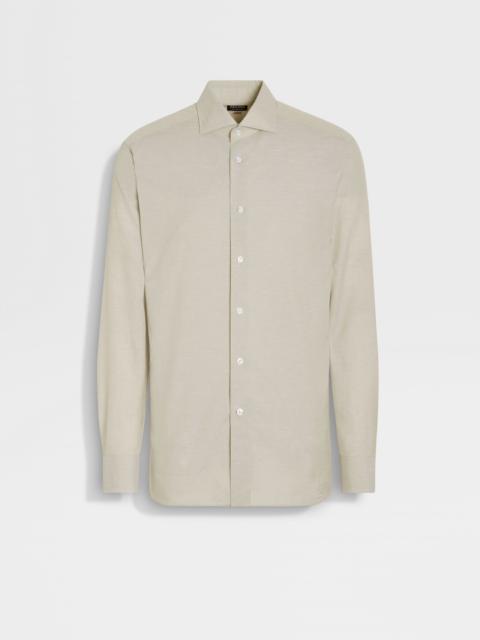OLIVE GREEN CENTOVENTIMILA COTTON AND LINEN SHIRT