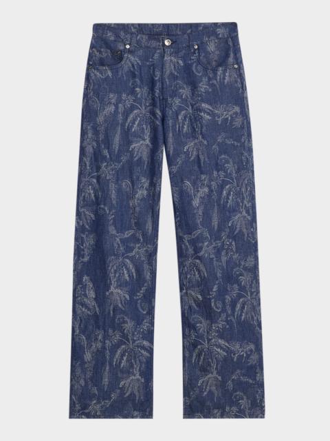 Etro Men's Roma Jacquard Denim Straight-Leg Jeans