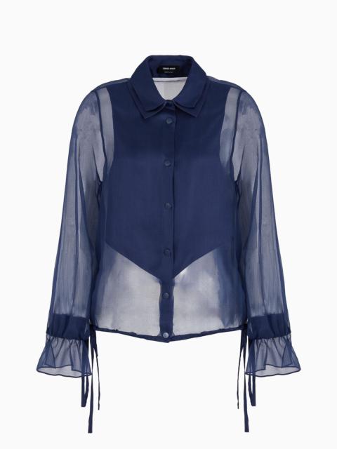 GIORGIO ARMANI Silk organza shirt with plastron