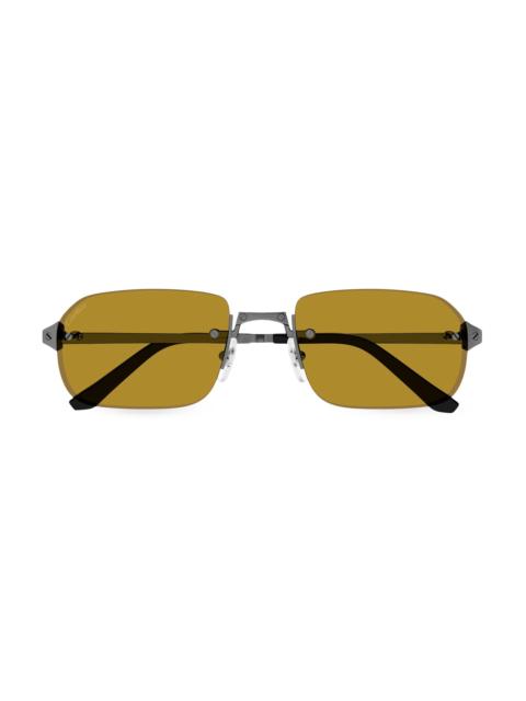 Cartier Men's Santos Classic 56MM Rectangular Sunglasses - Ruthenium Yellow