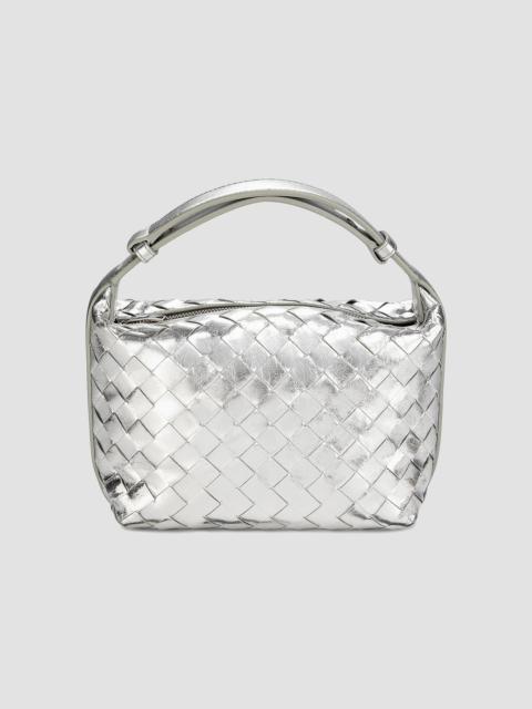 Bottega Veneta Women's Mini Wallace Metallic Leather Top Handle Bag - Silver