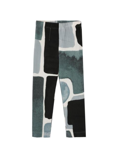 abstract-print plissé trousers