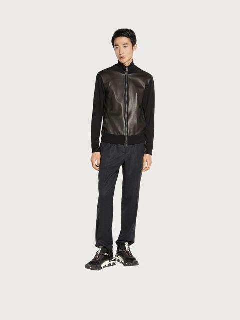 FERRAGAMO BLOUSON JACKET WITH NAPPA INSERTS