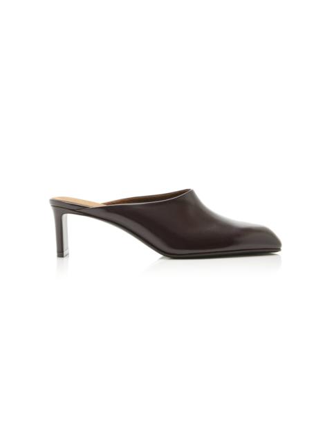 KHAITE Colt Leather Mules burgundy