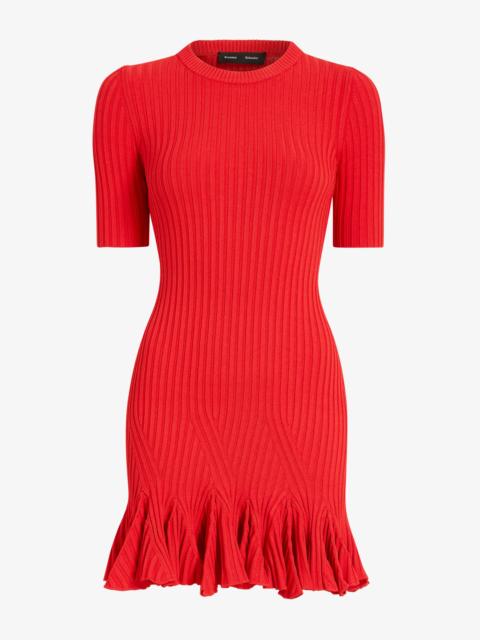 Leandra Dress in Viscose Ribbed Godet