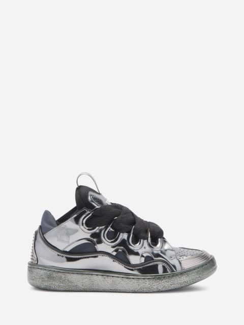 METALLIC LEATHER CURB SNEAKERS