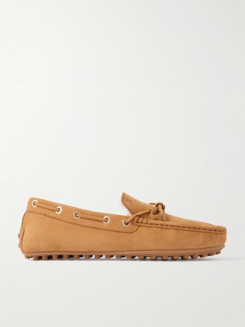Tod's Gommino shearling-trimmed suede loafers Tan
