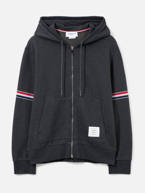 Thom Browne ZIPPER HOODIE WITH STRIPED ARMBANDS
