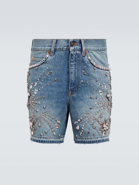 GUCCI Embellished denim shorts