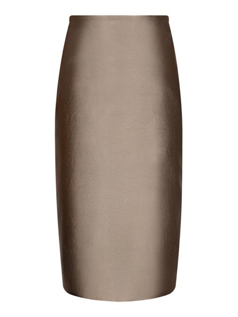 ANDRES OTALORA Susurros Pencil Leather Skirt gold