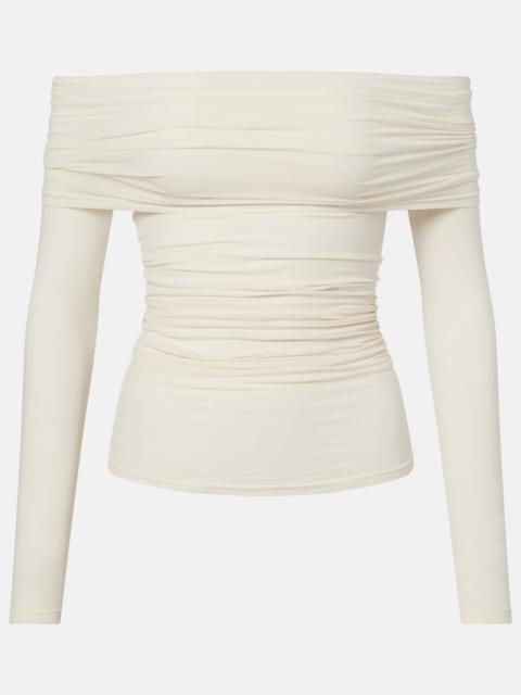 Wolford Draped semi-sheer off-shoulder top
