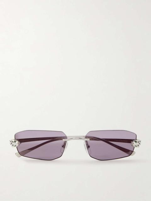 Cartier Rectangle-frame silver-tone sunglasses