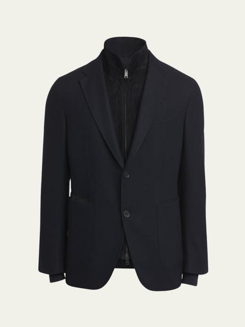 ZEGNA Men's Trofeo Blazer with Suede Bib