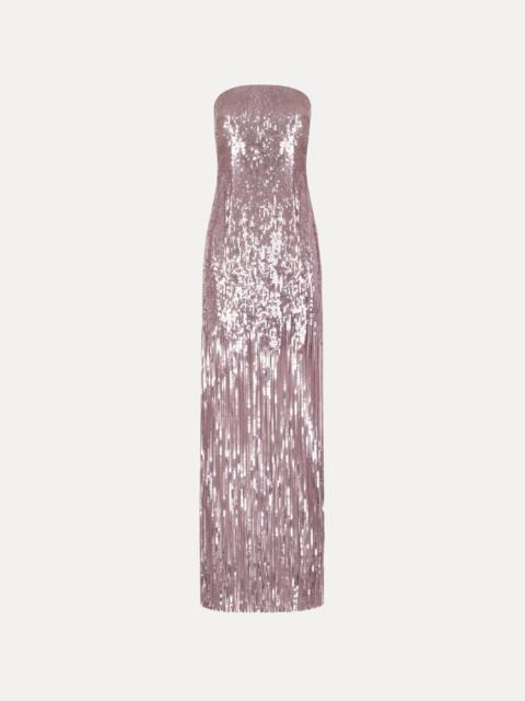 Oscar de la Renta SEQUIN FRINGE STRAPLESS GOWN