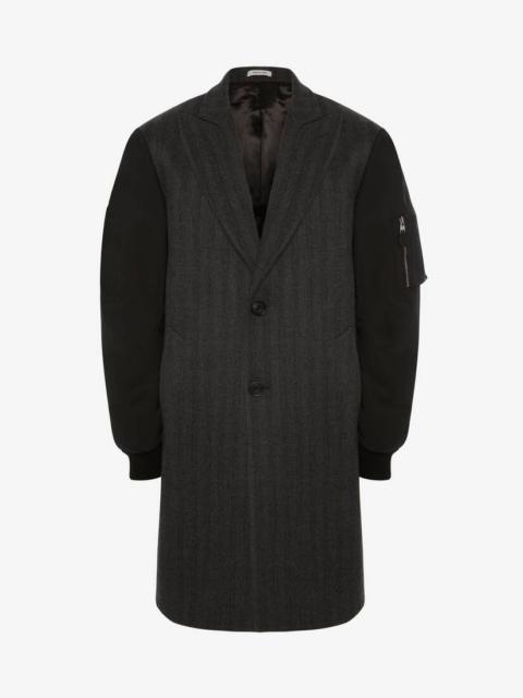Alexander McQueen Oversize Parka Sleeves Tailored Coat in Grey