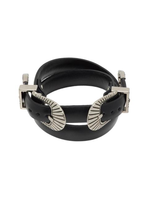 TOGA PULLA Double Buckle Leather Bangle Bracelet