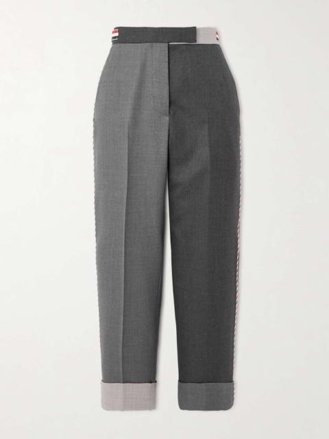 Color-block piped straight-leg wool pants