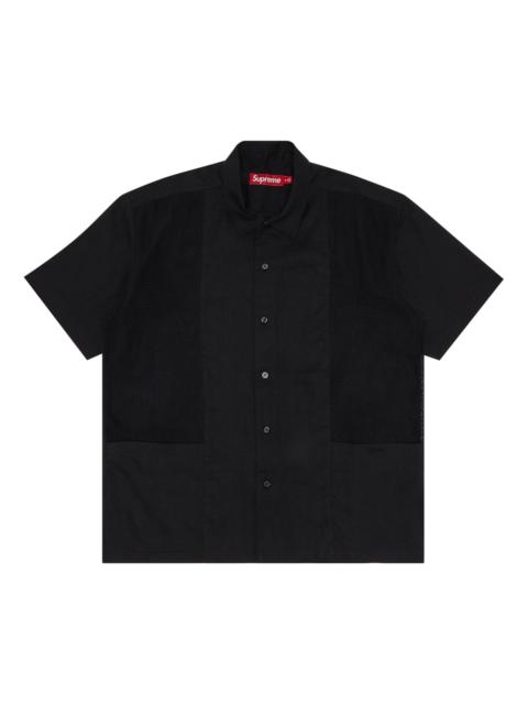 Supreme Mesh Panel Linen Short-Sleeve Shirt 'Black'