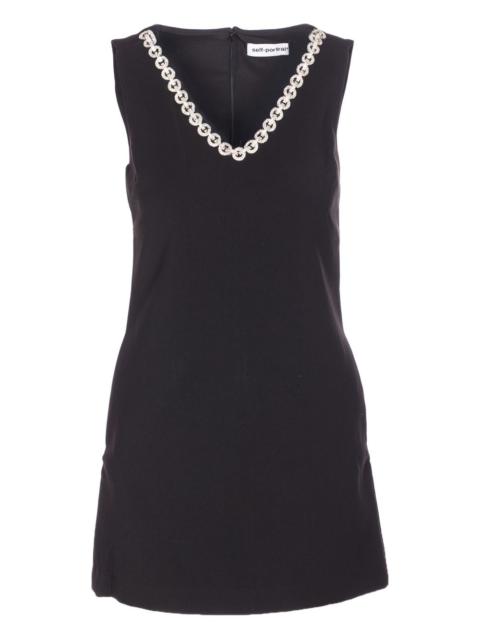 self-portrait crystal-embellished mini dress