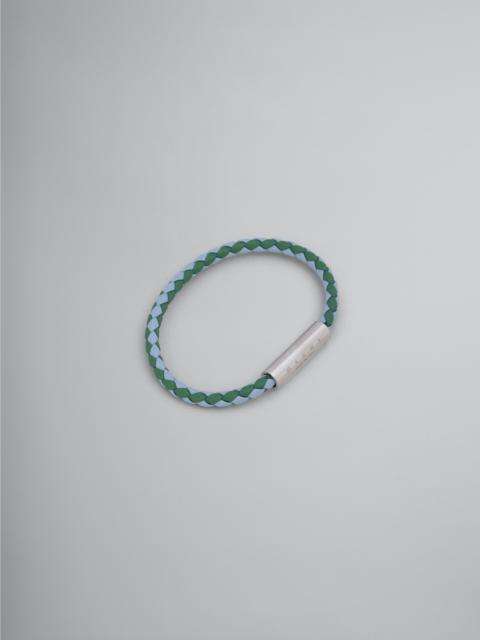 Marni GREEN AND LIGHT BLUE BRAIDED LEATHER BRACELET