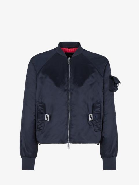 FENDI Blue nylon bomber jacket