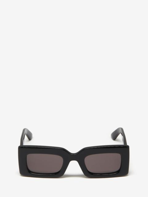 Alexander McQueen Women's Bold Rectangular Sunglasses in Black/smoke