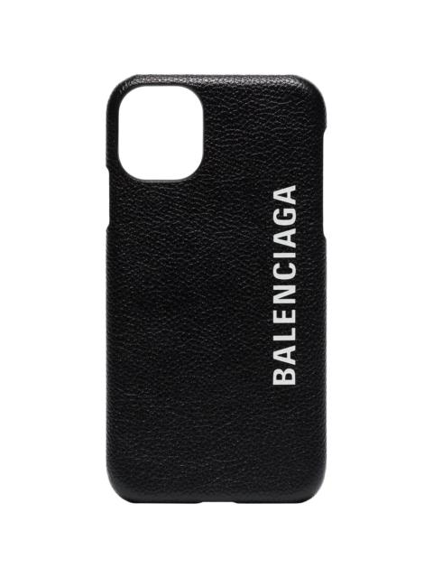 BALENCIAGA logo print iPhone 11 leather case