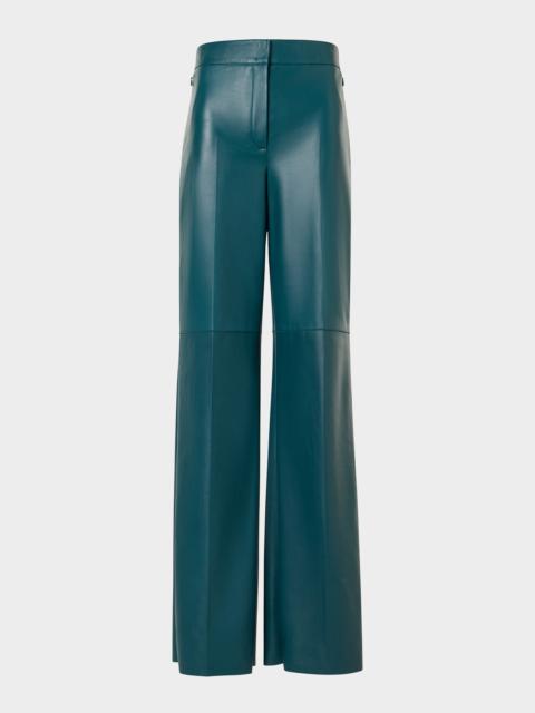AKRIS Fior Nappa Leather Wide-Leg Pants