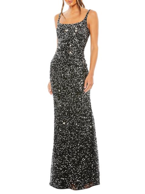 MAC DUGGAL Women's Sleeveless Sequined Slip Gown - Black