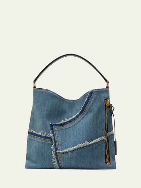 TOM FORD Alix Hobo Small in Patchwork Denim