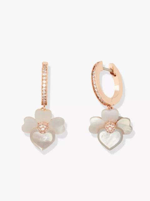 kate spade Precious Pansy Pavé Drop Mini Hoops