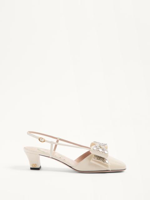 BOWOW SLINGBACK PUMPS IN KIDSKIN WITH MIRRORS AND CRYSTALS 45MM