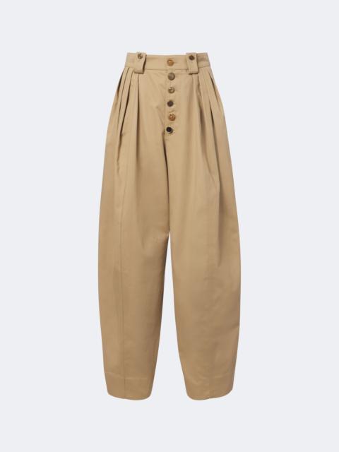 Chloé Embellished pleated cotton barrel-leg pants