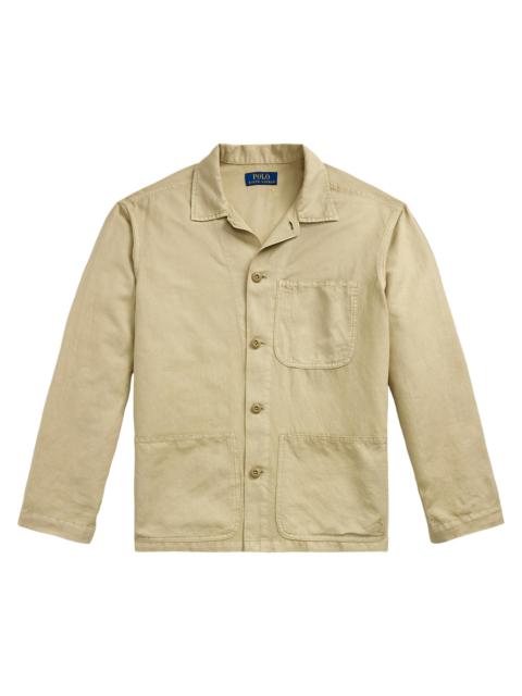Polo Ralph Lauren Men's Logo-Embroidered Linen-Cotton Overshirt - Coastal Beige