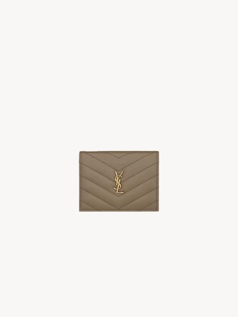 SAINT LAURENT CASSANDRE FLAP CARD CASE IN GRAIN DE POUDRE LEATHER