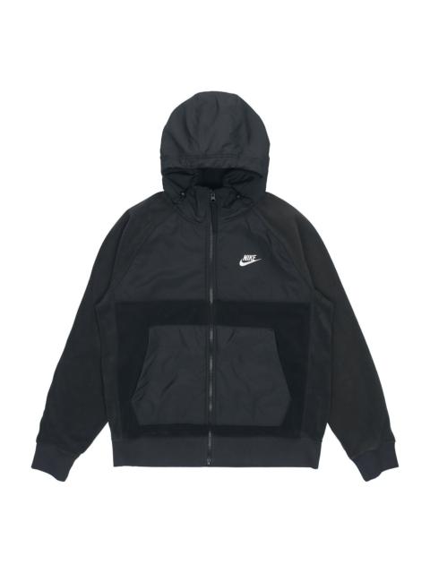 Nike Fleece Splicing Stay Warm Sports hooded Logo Jacket Black CZ4892-010