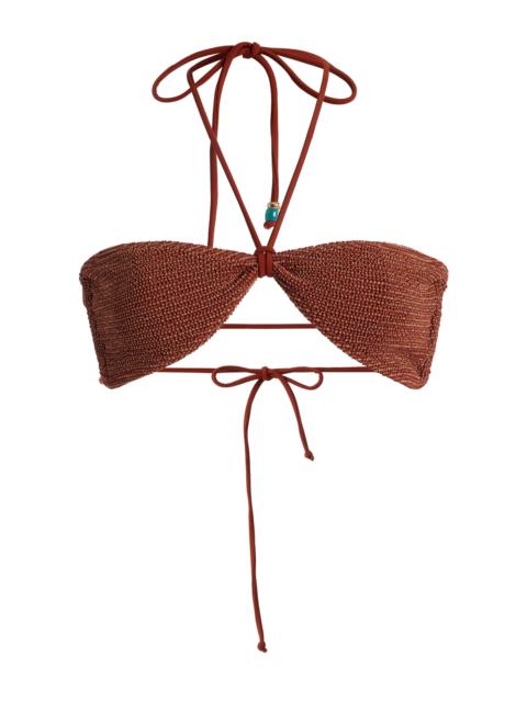 bond-eye Piper Beaded Bandeau Bikini Top brown