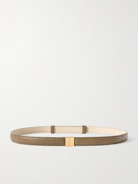Snake-effect Leather Belt