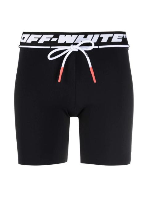 Off-White (WMNS) Off-White Logo-Waistband Running Shorts 'Black' OWVH025C99JER0011000