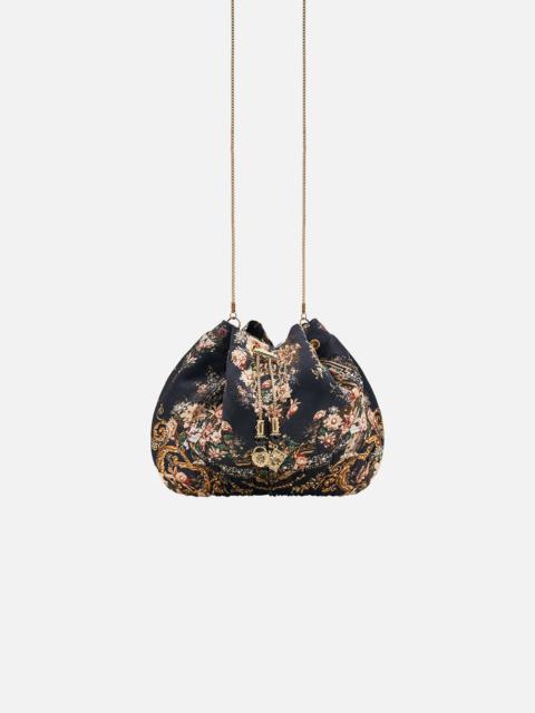 CAMILLA DRAWSTRING POUCH WITH CHAIN STRAP