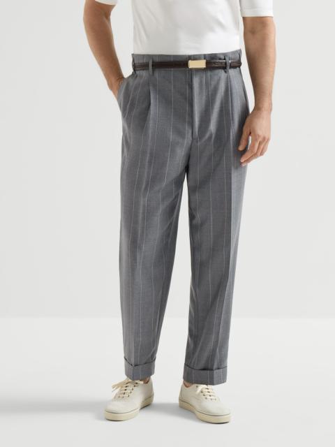 Brunello Cucinelli Virgin wool chalk stripe trousers with double pleats