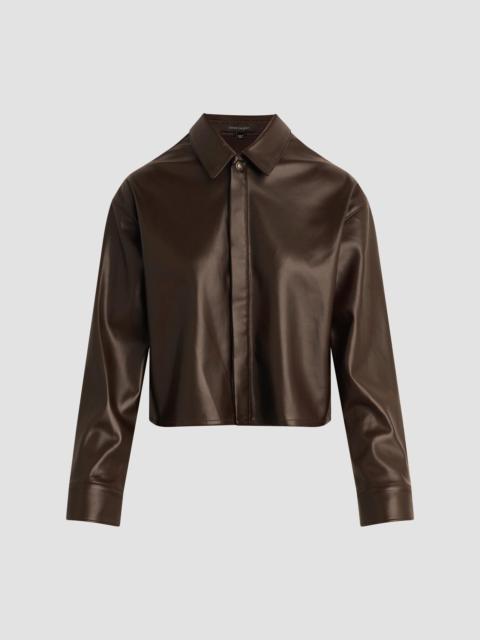 Favorite Daughter Women's The Brady Faux Leather Crop Shirt - Espresso