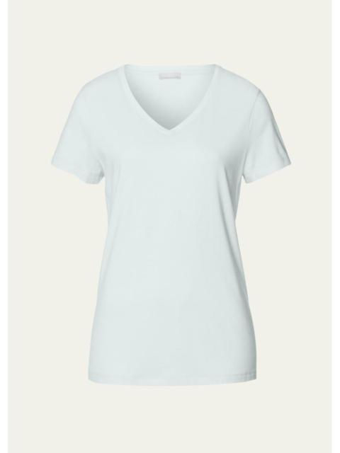 HANRO V-Neck Sleep and Lounge Cotton T-Shirt