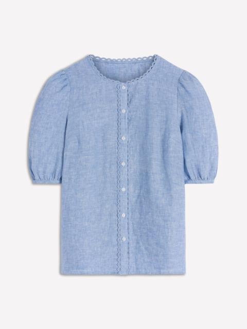 BODEN Leah Short Sleeve Linen Top-Chambray