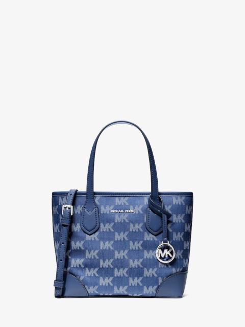 MICHAEL KORS Eva Extra-Small Logo Jacquard Denim Convertible Tote Bag