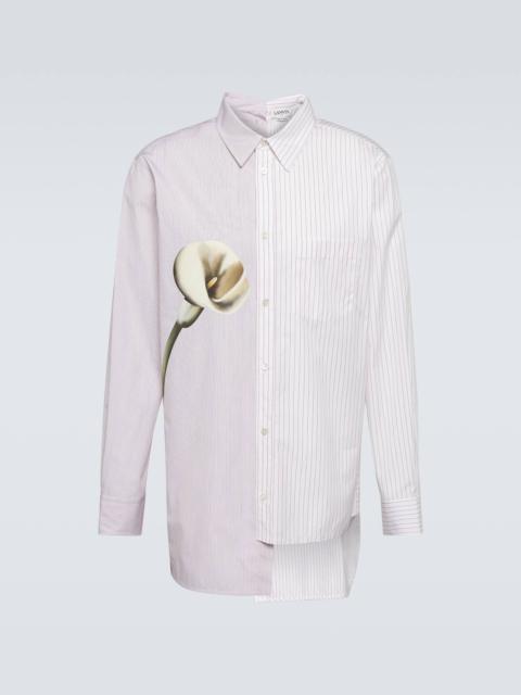 Asymmetric printed cotton poplin shirt