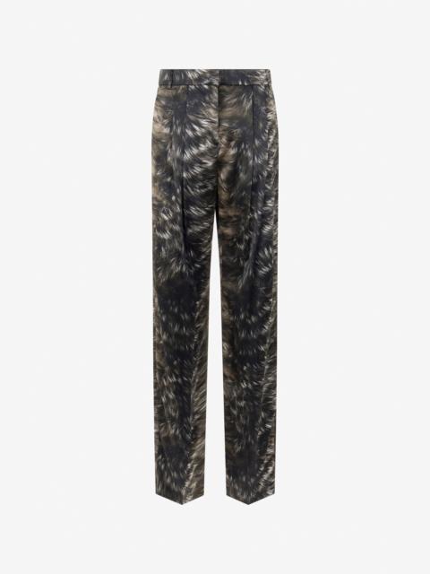 Roberto Cavalli Trousers in Silk with Fur Print