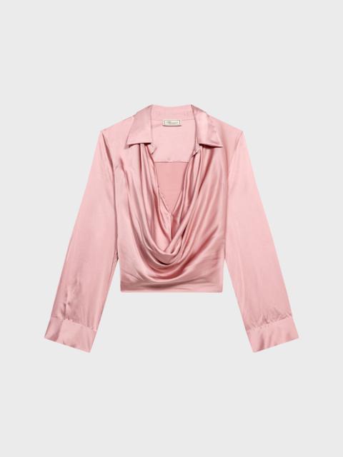 Blumarine SATIN BLOUSE WITH COWL NECKLINE