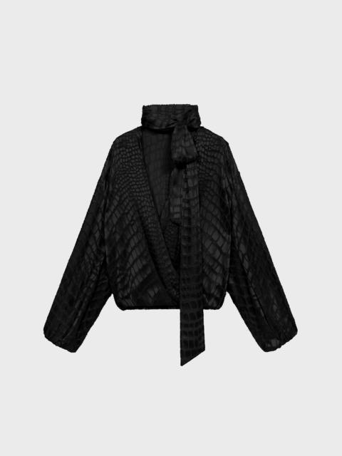 DEVORE' CRISS-CROSS BLOUSE WITH SCARF